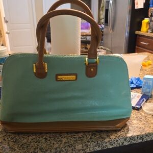 Teal and Brown Women's Handbag